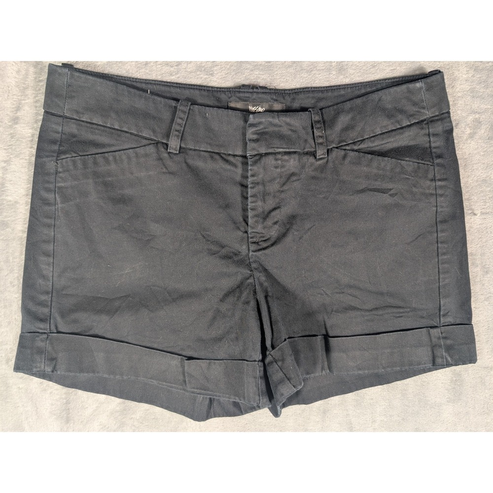 Mossimo Supply Co Womens Black Stretch Chino Cuffed Fixed Hem Shorts Size 2
